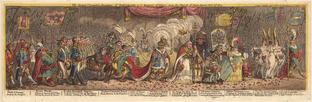 Detail of The Grand Coronation Procession of Napoleon the 1st Emperor of France, from the church of Notre-Dame, 1805 by James Gillray
