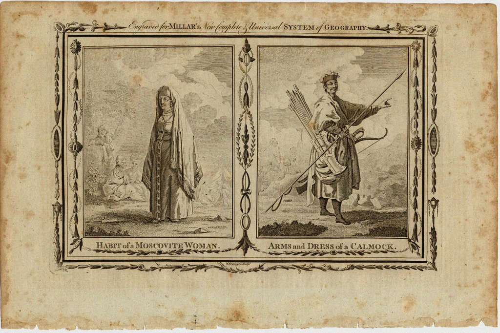 Detail of Habits of a Moscovite Woman and Arms and Dress of a Kalmyk, ca 1730 by William Grainger
