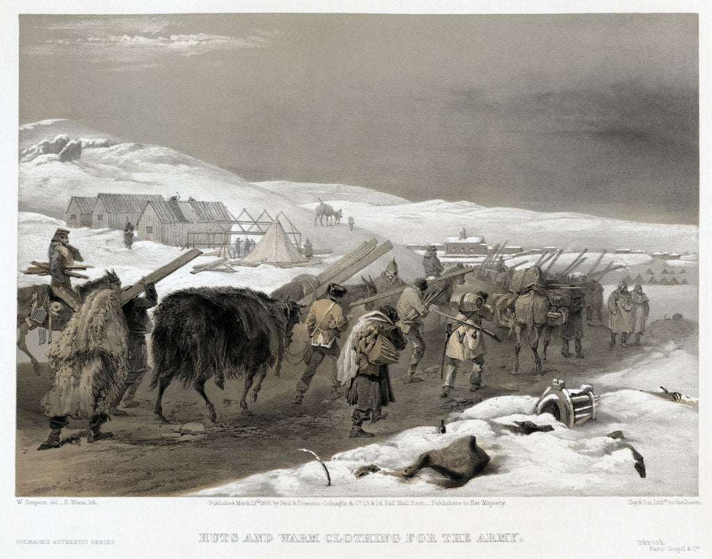 Detail of British troops on the road to Sevastopol, 1855 by William Simpson
