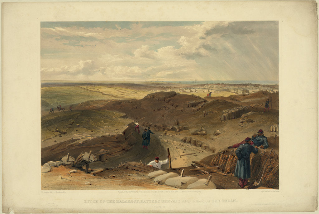 Detail of Malakoff redoubt, battery gervais and rear of the redan, 1855 by William Simpson