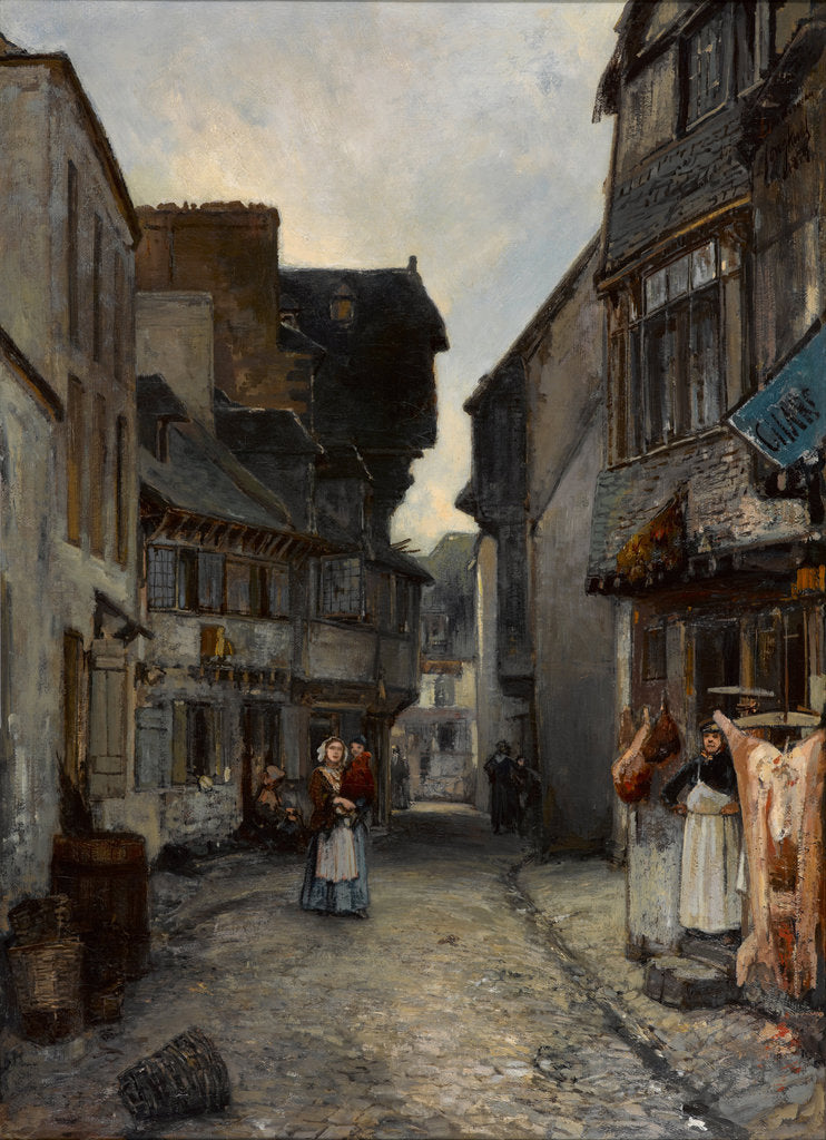 Detail of A street in Landerneau, 1851 by Johan Barthold Jongkind