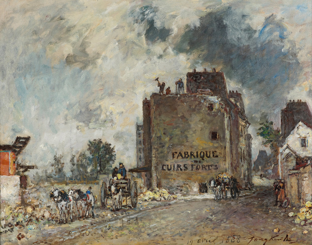 Detail of Demolition work in Rue des Francs-Bourgeois-Saint-Marcel, 1868 by Johan Barthold Jongkind