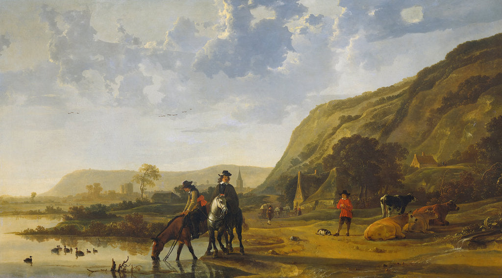 Detail of River landscape with riders, 1655 by Aelbert Cuyp