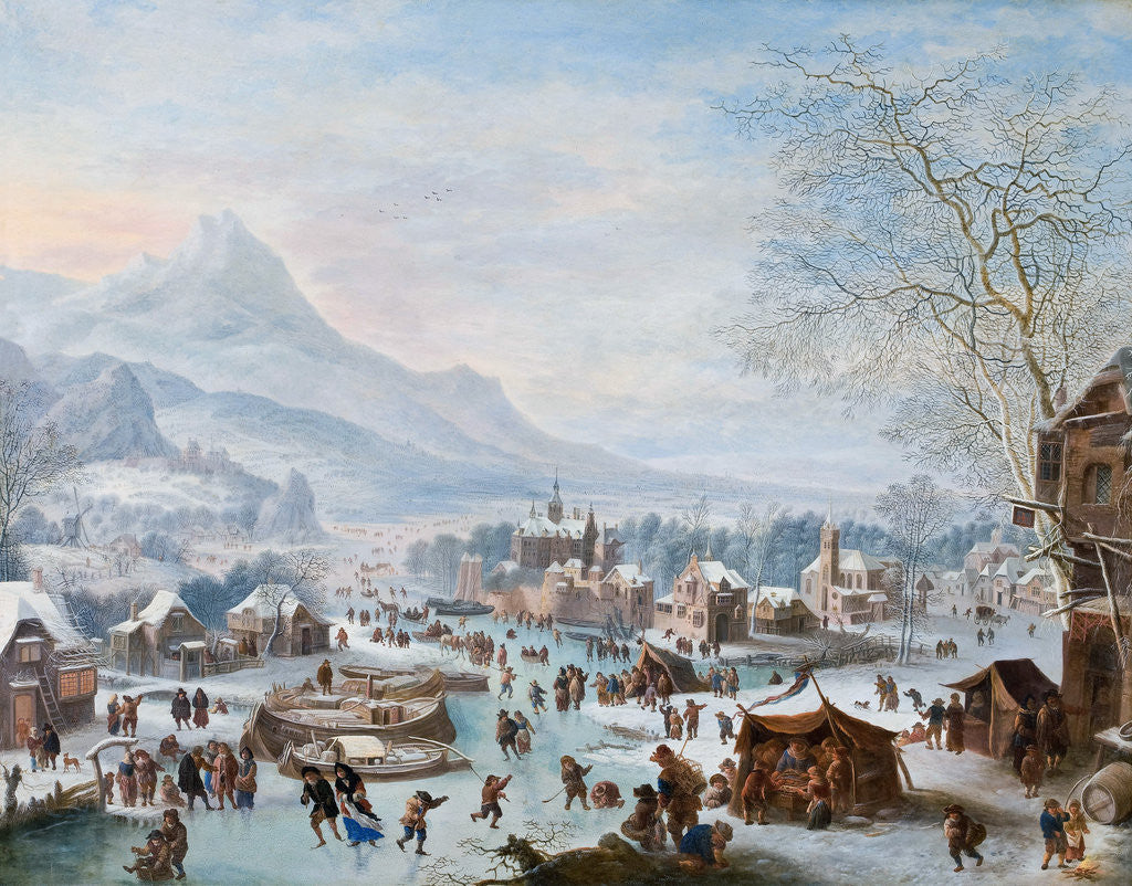 Detail of Winter Scene with Skaters by Jan Griffier