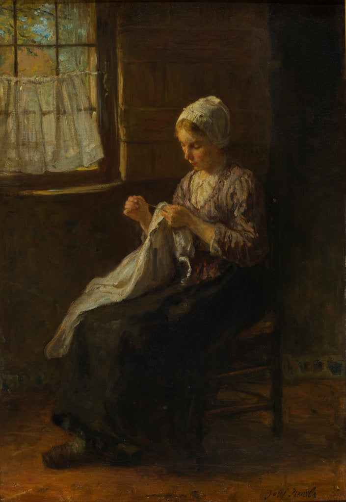 Detail of The young seamstress, c. 1880 by Jozef Israëls