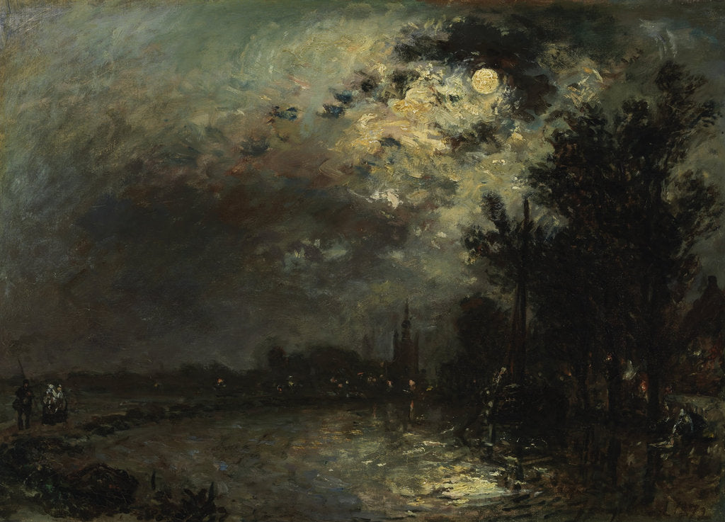 Detail of View on Overschie in Moonlight, 1872 by Johan Barthold Jongkind