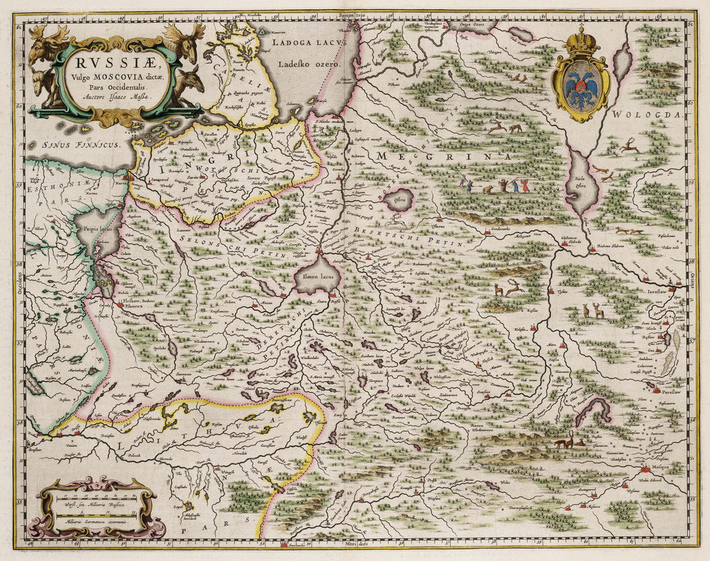 Detail of Map of Western Russia by Isaac Abrahamsz. Massa