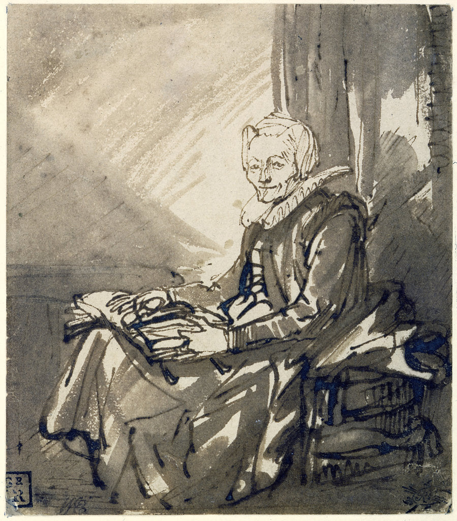 Detail of Woman with an Open Book on her Lap, ca 1639 by Rembrandt van Rhijn