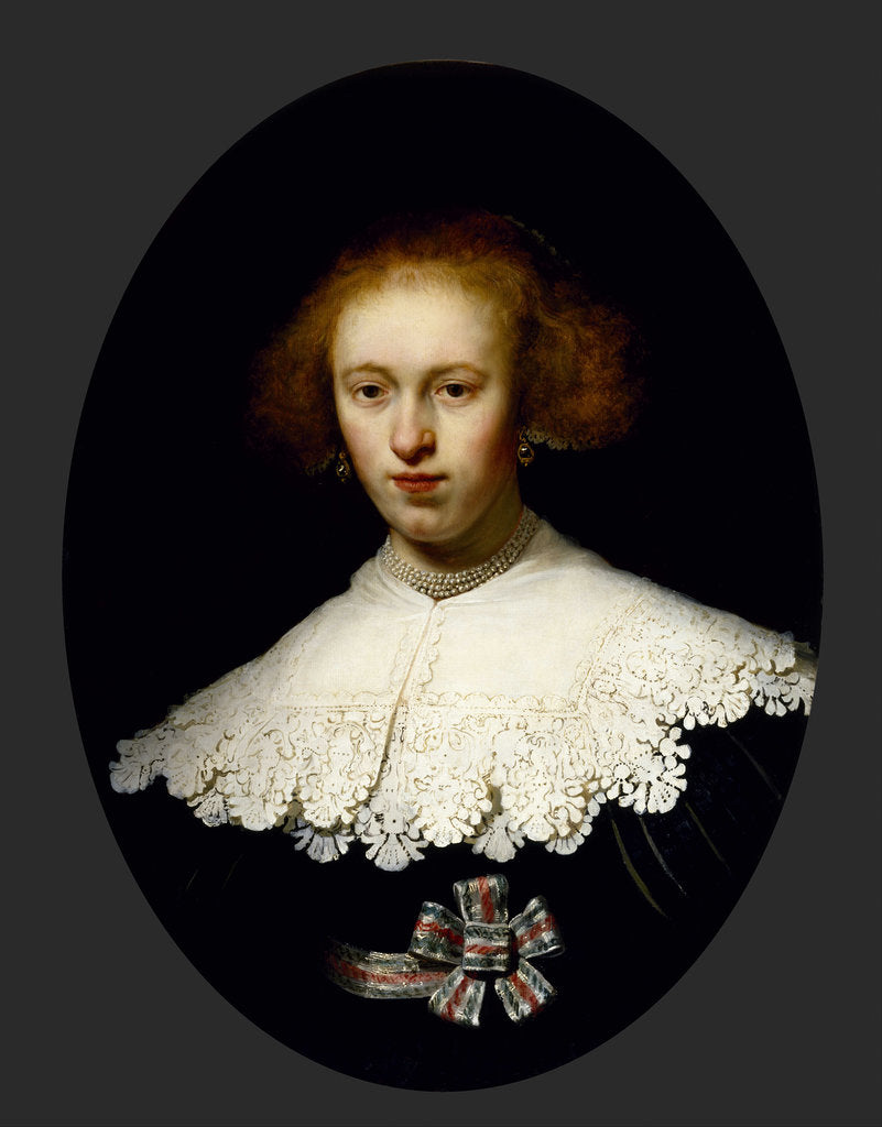 Detail of Portrait of a Young Woman, 1633 by Rembrandt van Rhijn
