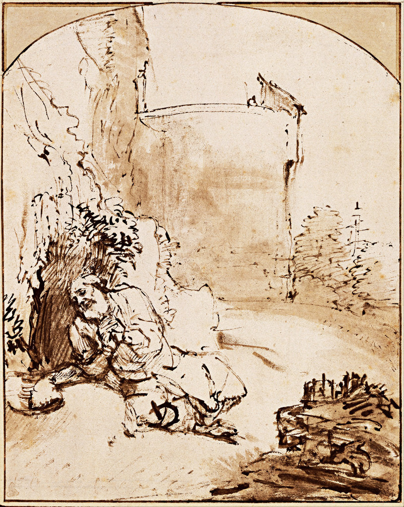 Detail of The Prophet Jonah before the Walls of Nineveh, ca 1651 by Rembrandt van Rhijn