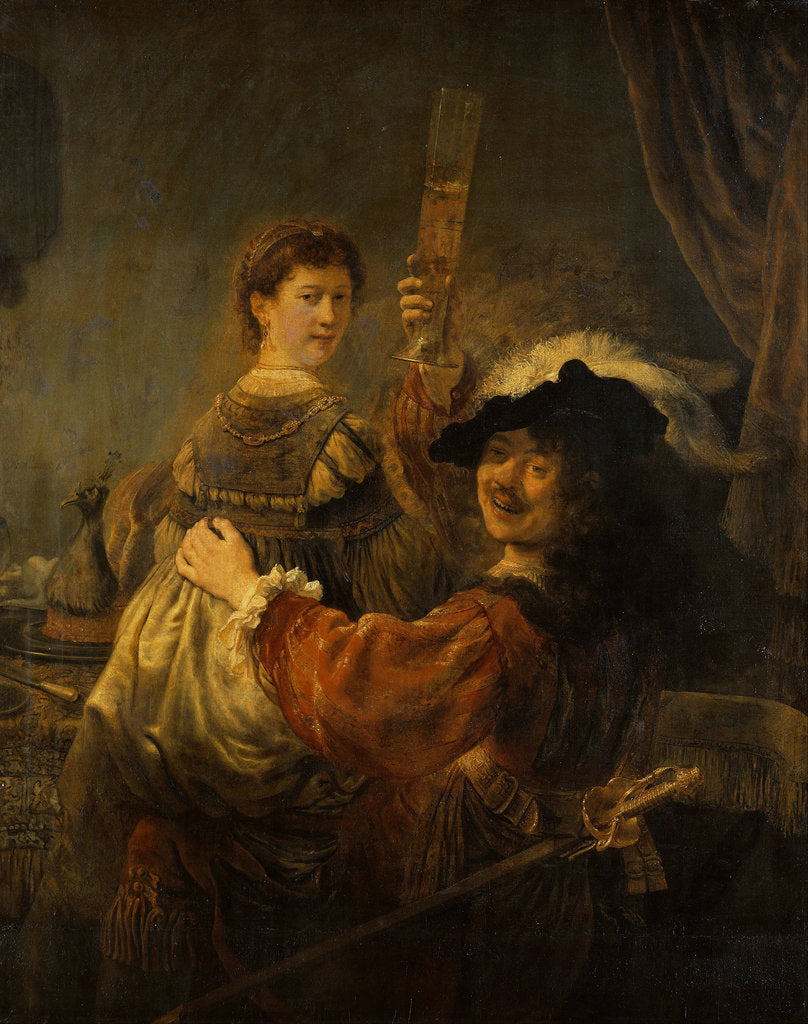 Detail of Rembrandt and Saskia in the parable of the Prodigal Son, c. 1635 by Rembrandt van Rhijn