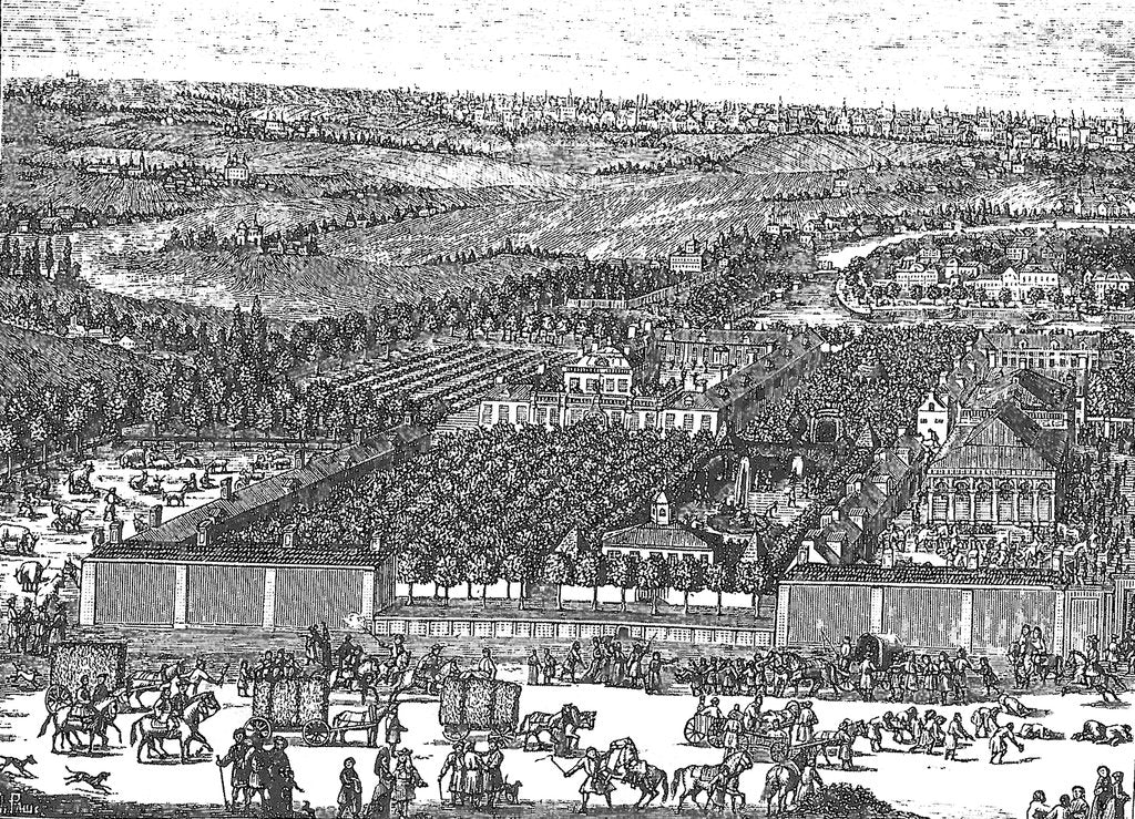 Detail of German Quarter (Nemetskaya sloboda) in Moscow, 1705 by Adriaan Schoonebeek