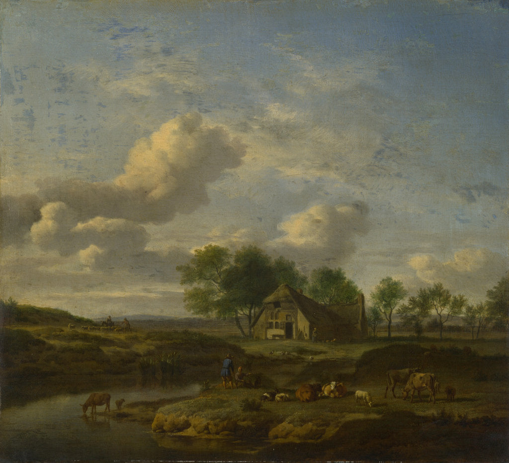 Detail of Landscape with a Farm by a Stream, 1661 by Adriaen van de Velde