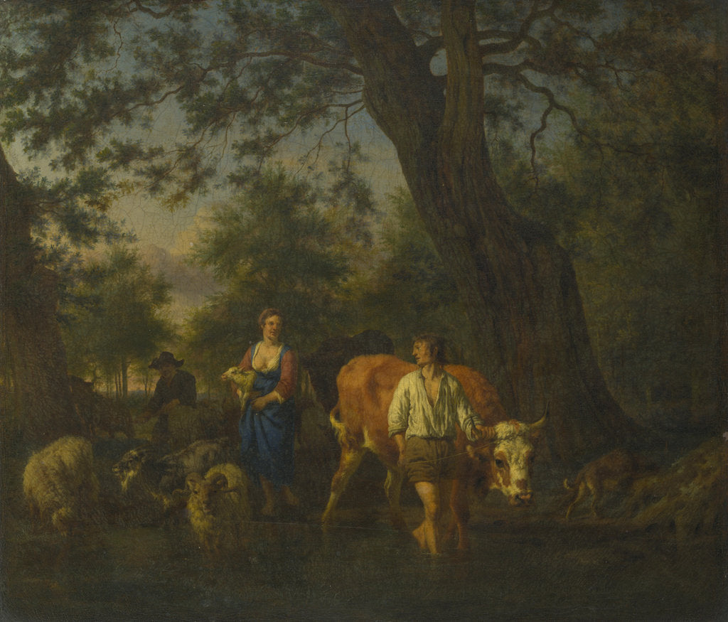 Detail of Peasants with Cattle fording a Stream, ca 1662 by Adriaen van de Velde