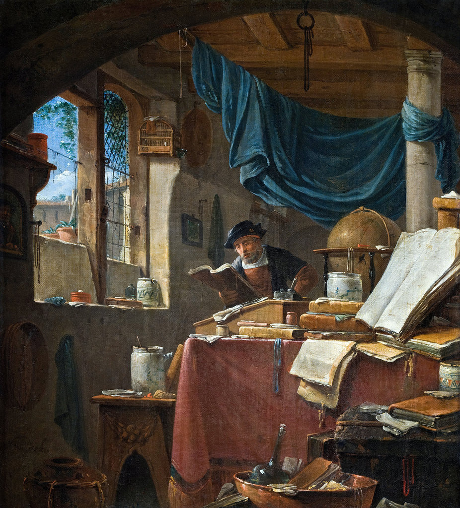 Detail of A scholar in his Study by Thomas Wyck