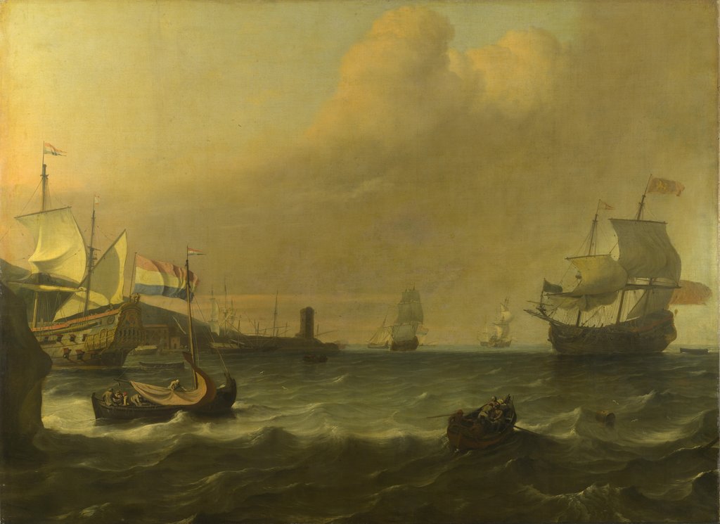 Detail of Dutch Men-of-war entering a Mediterranean Port, 1681 by Ludolf Bakhuizen
