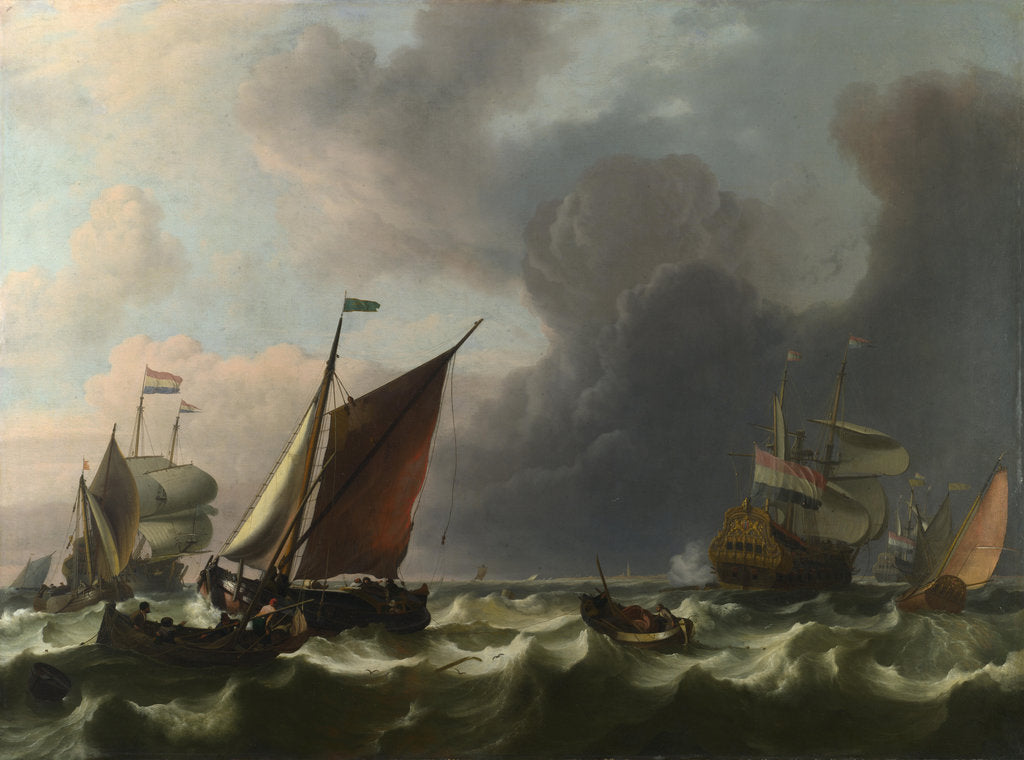 Detail of Dutch Men-of-war and Small Vessels in a Fresh Breeze off Enkhuizen, 1683 by Ludolf Bakhuizen