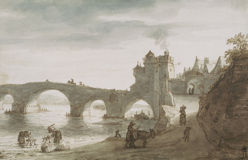 Detail of Bridge Across the Loire at Amboise, 1640s by Lambert Harmensz Doomer