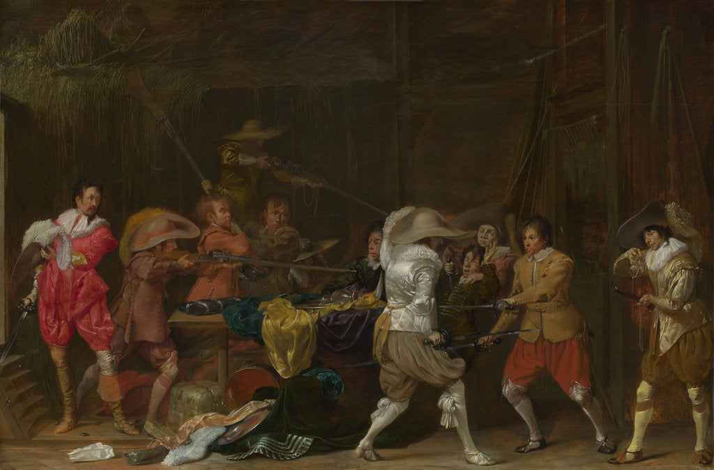 Detail of Soldiers fighting over Booty in a Barn, c.1623 by Willem Cornelisz Duyster