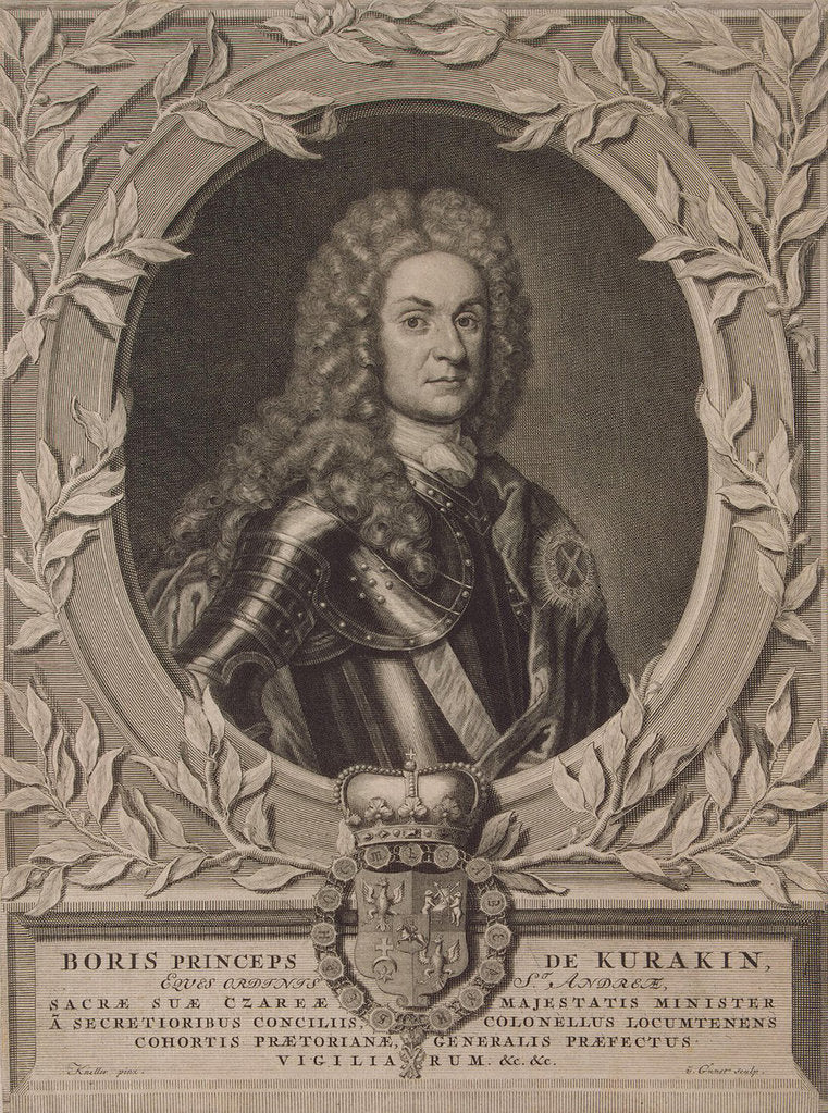 Detail of Portrait of Prince Boris Ivanovich Kurakin, after 1717 by Pieter Stevens van Gunst