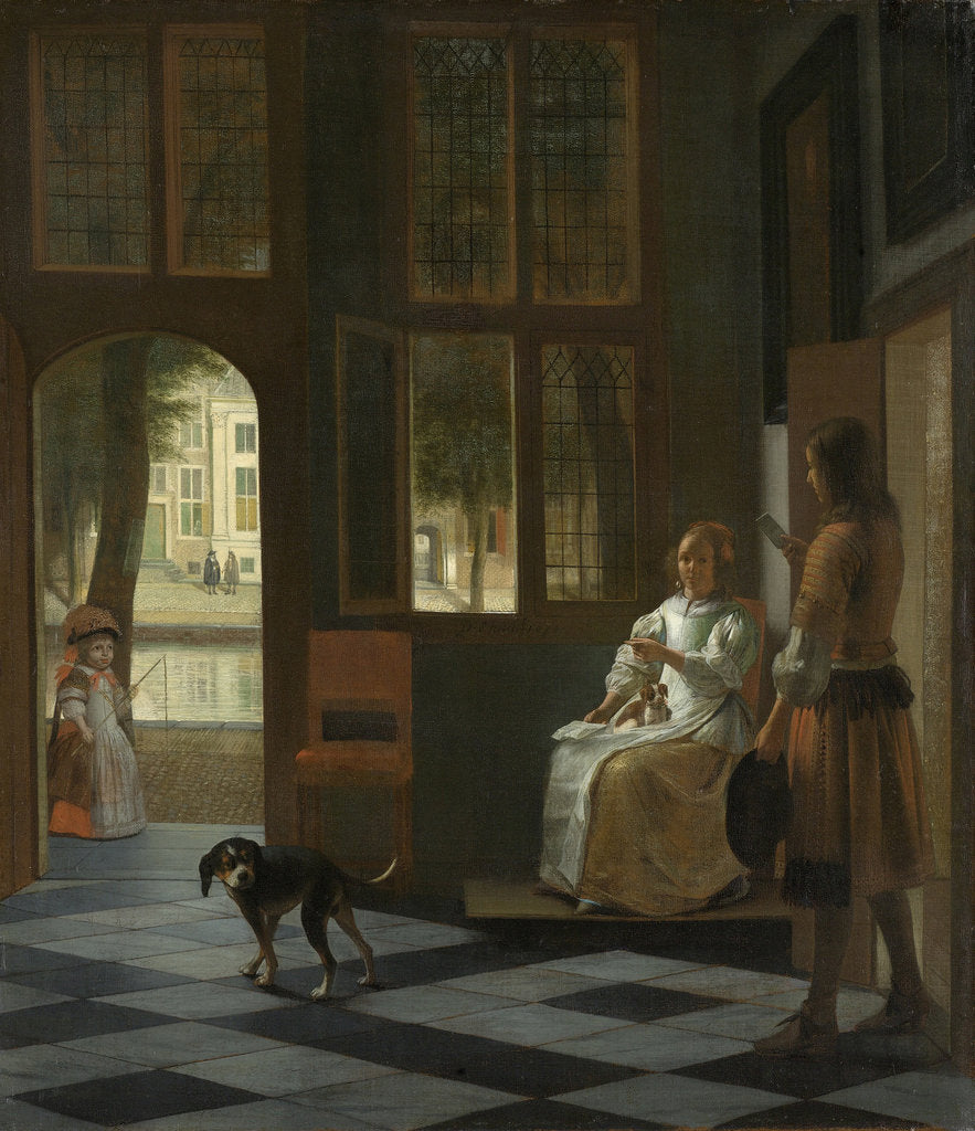 Detail of A Woman Directing a Young Man With a Letter, 1670 by Pieter Hooch de