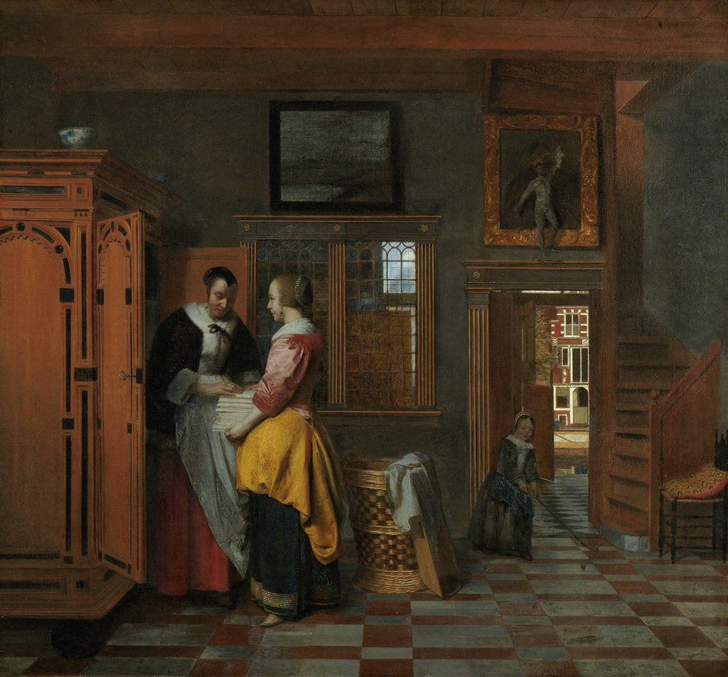 Detail of Interior with Women beside a Linen Chest, 1663 by Pieter Hooch de
