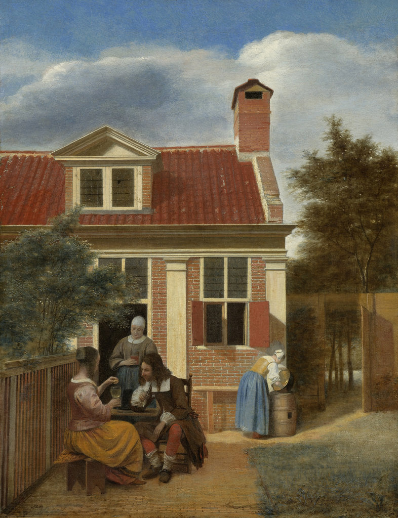 Detail of A company in the courtyard behind a house, 1663-1665 by Pieter Hooch de