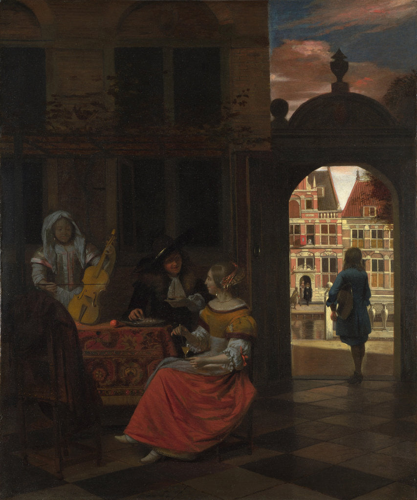 Detail of A Musical Party in a Courtyard, 1677 by Pieter Hooch de