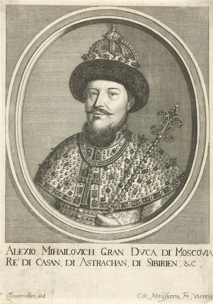 Detail of Portrait of the Tsar Alexis I Mikhailovich of Russia, 1670 by Cornelis Meyssens