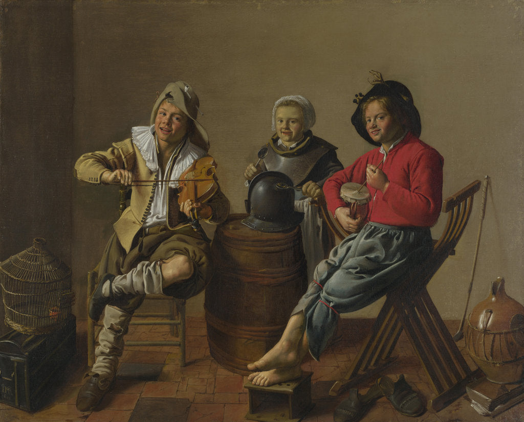 Detail of Two Boys and a Girl making Music, 1629 by Jan Miense Molenaer