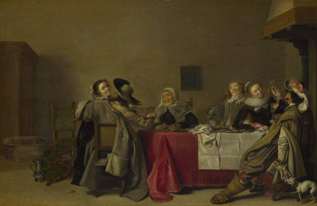 Detail of A Merry Company at Table, 1630 by Hendrik Gerritsz. Pot