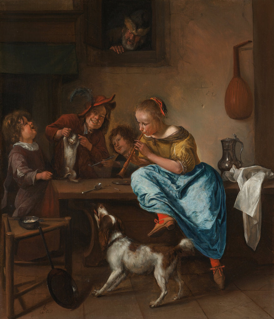 Detail of Children teaching a Cat to dance (The Dancing Lesson), Between 1660 and 1670 by Jan Havicksz Steen