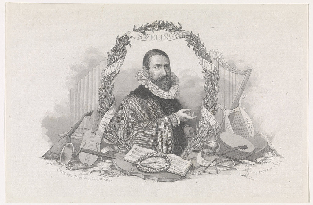 Detail of Portrait of the Composer Jan Pieterszoon Sweelinck by Charles Eduard Taurel