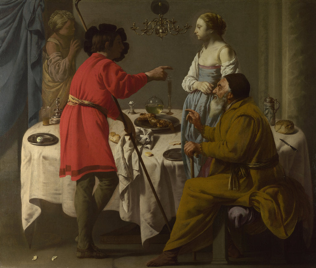 Detail of Jacob reproaching Laban for giving him Leah in place of Rachel, 1627 by Hendrick Jansz Terbrugghen