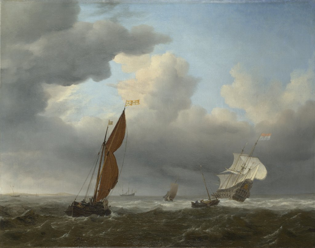 Detail of A Dutch Ship and Other Small Vessels in a Strong Breeze, 1658 by Willem van de Velde the Younger