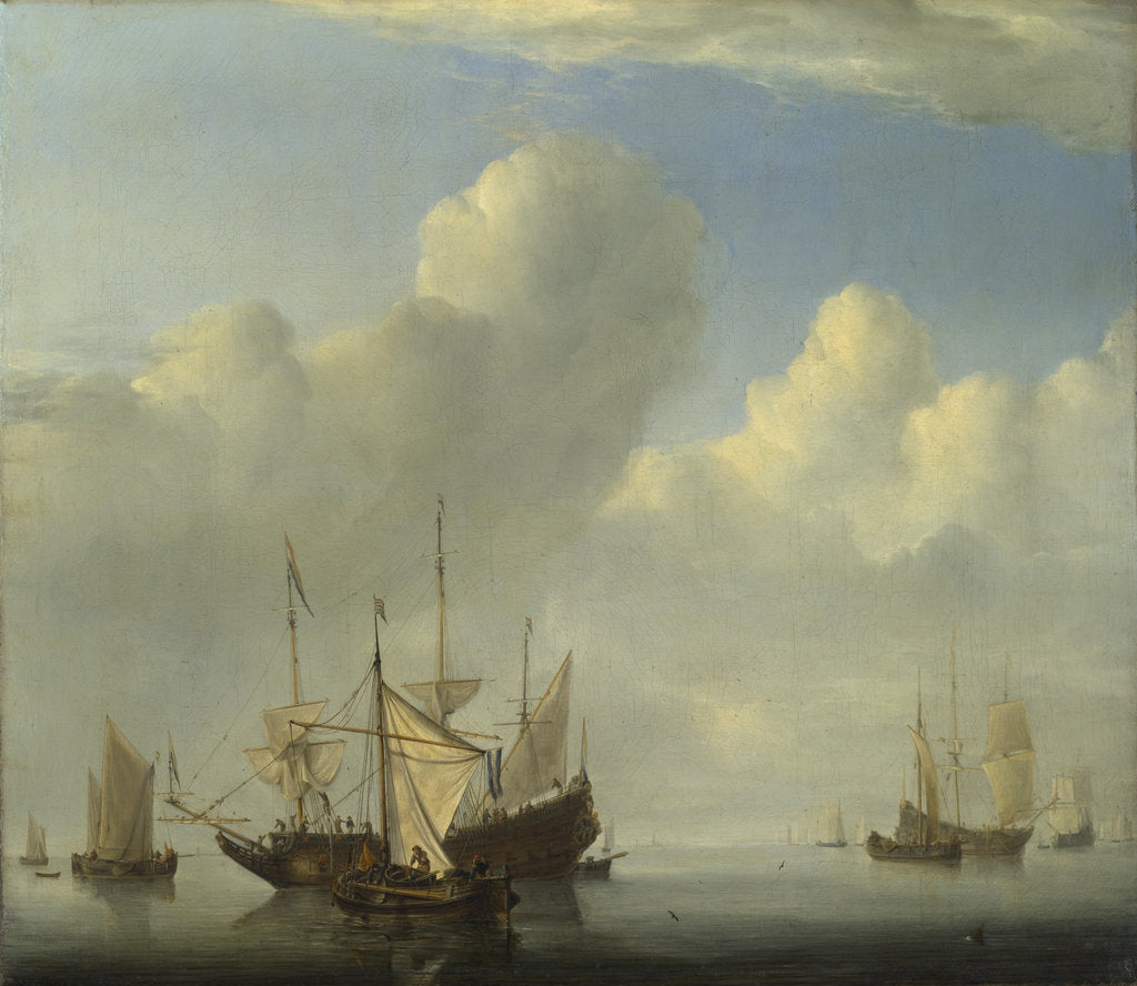 Detail of A Dutch Ship coming to Anchor, 1657 by Willem van de Velde the Younger