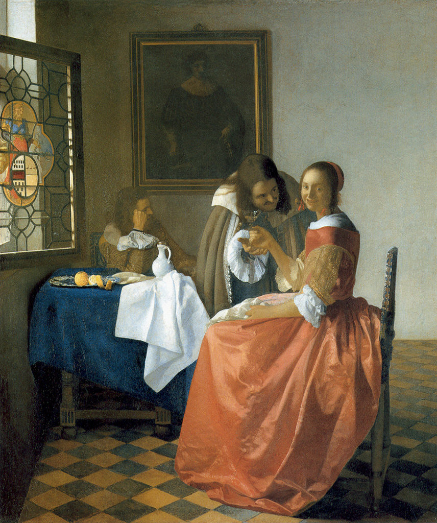 Detail of The Girl with the Wineglass by Jan Vermeer
