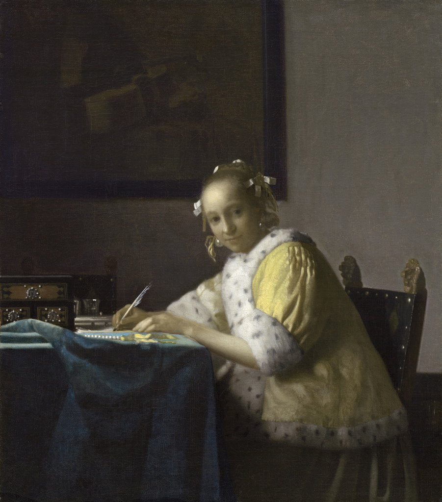 Detail of A Lady Writing a Letter, 1665-1670 by Jan Vermeer