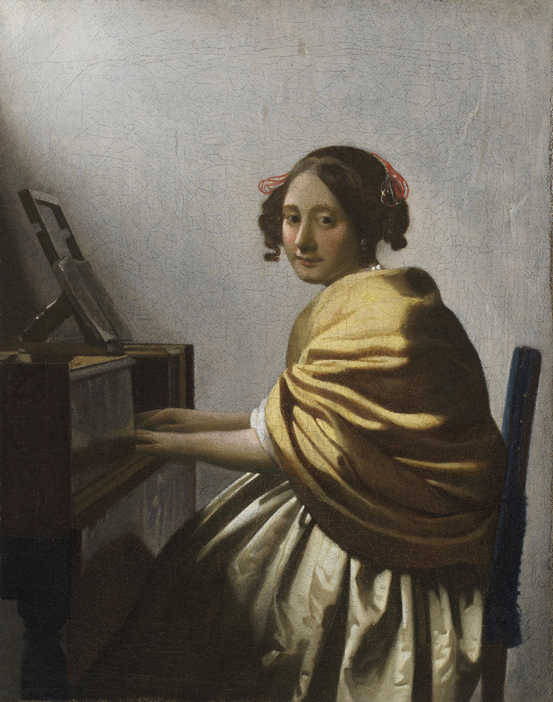 Detail of A Young Woman seated at a Virginal, c. 1670 by Jan Vermeer