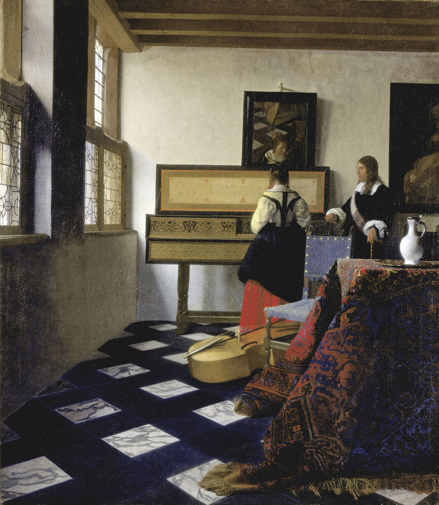 Detail of A Lady at the Virginal with a Gentleman (The Music Lesson) by Jan Vermeer