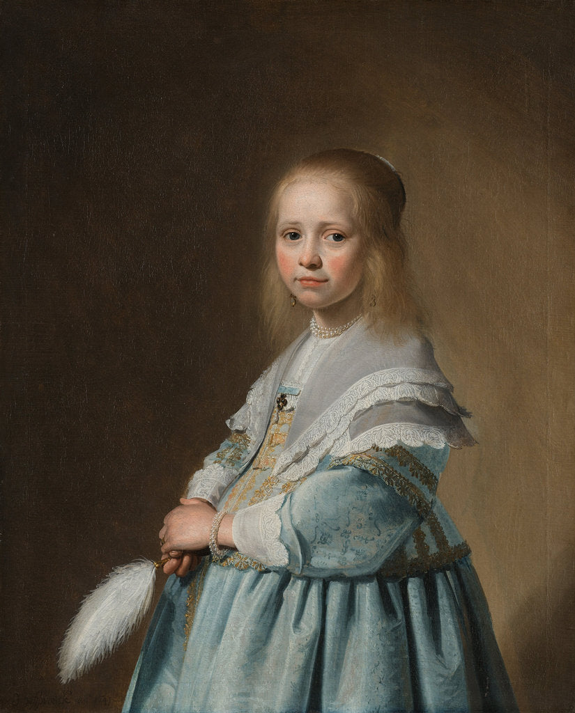 Detail of Portrait of a Girl in Blue, 1641 by Johannes Cornelisz. Verspronck