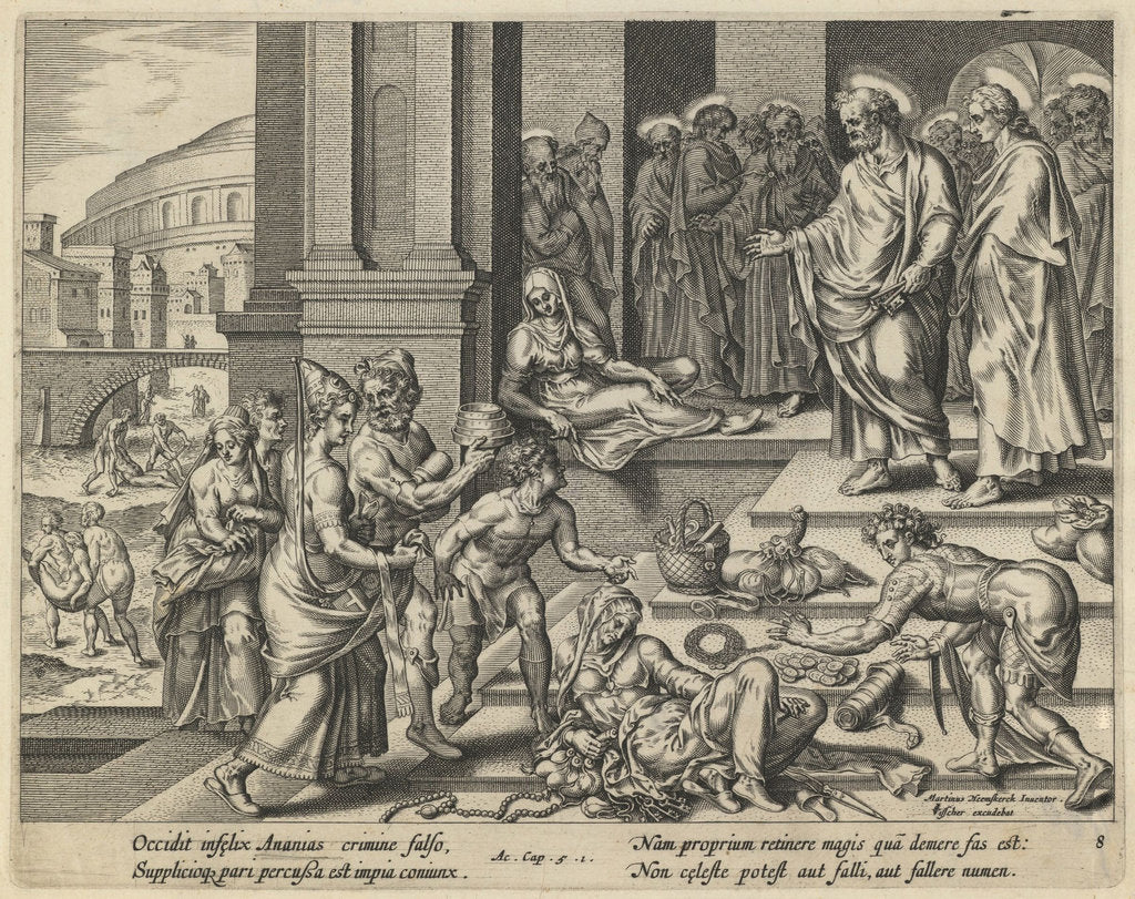 Detail of The Parable of Ananias and Sapphira, Early 17th cen by Jan Claesz Visscher