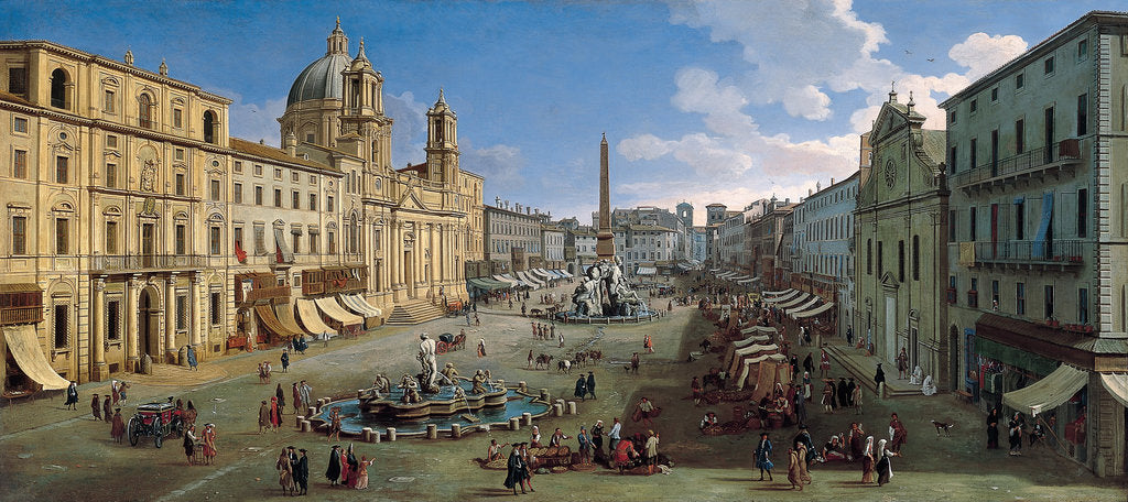 Detail of The Piazza Navona in Rome, 1699 by Caspar Adriaensz. van Wittel