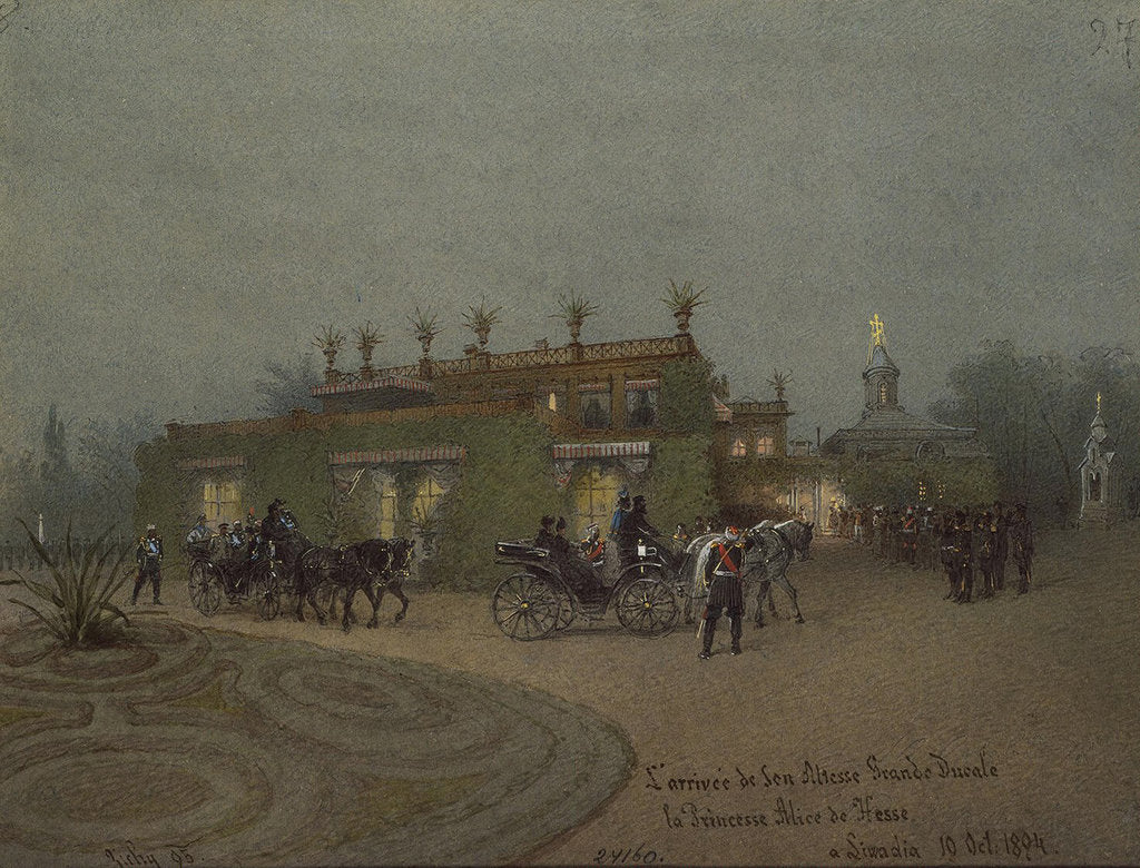 Detail of Arrival of Alice, Princess of Hesse, to Livadia on 10 October 1894, 1895 by Mihály Zichy