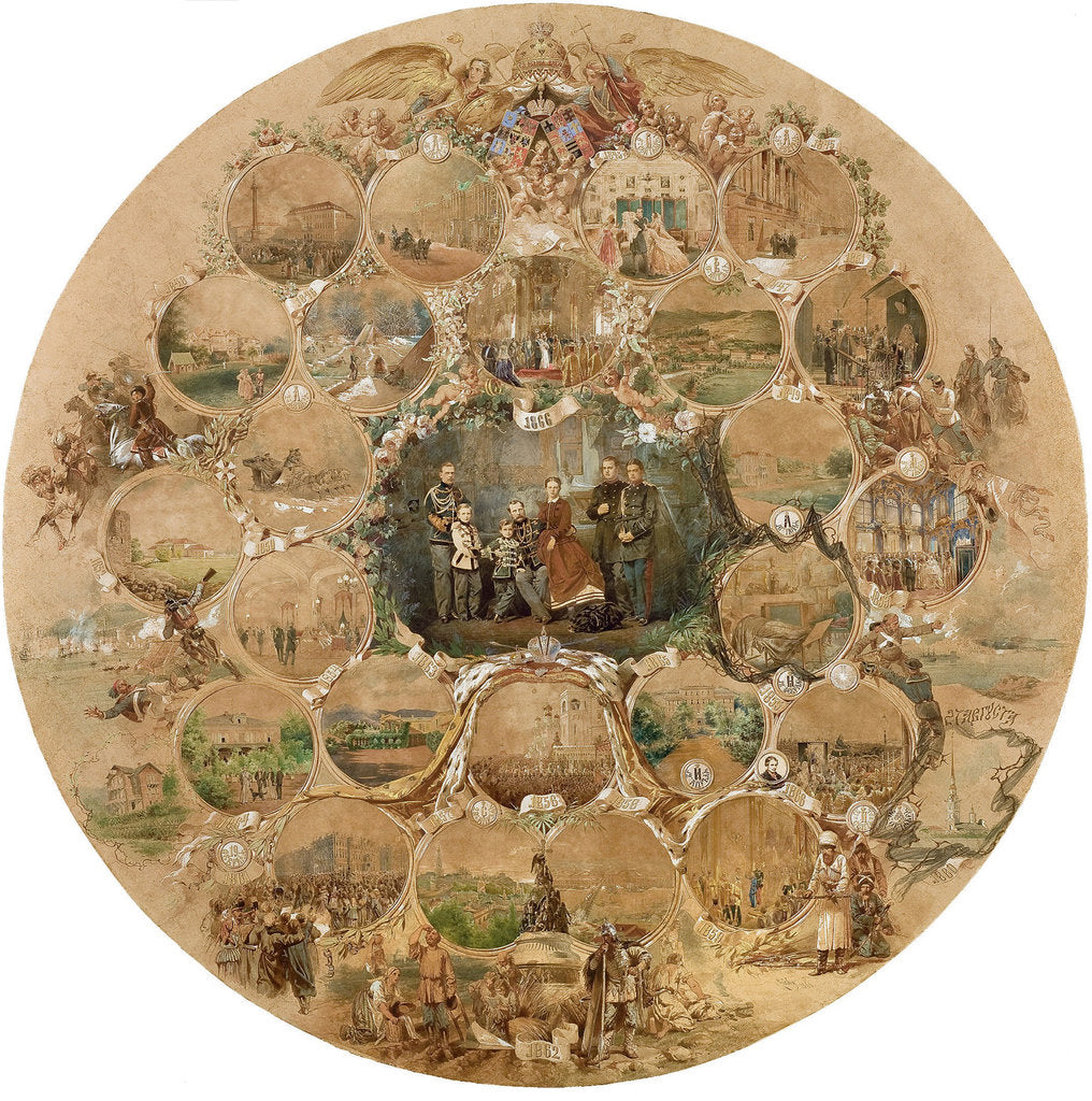 Detail of Composition to the celebration of the silver wedding of Emperor Alexander II, 1866 by Mihály Zichy