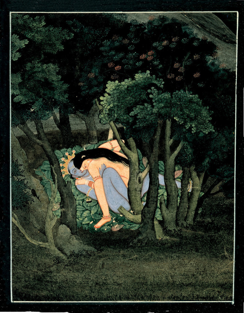 Detail of Krishna embraced by Radha, ca 1775 by Indian Art