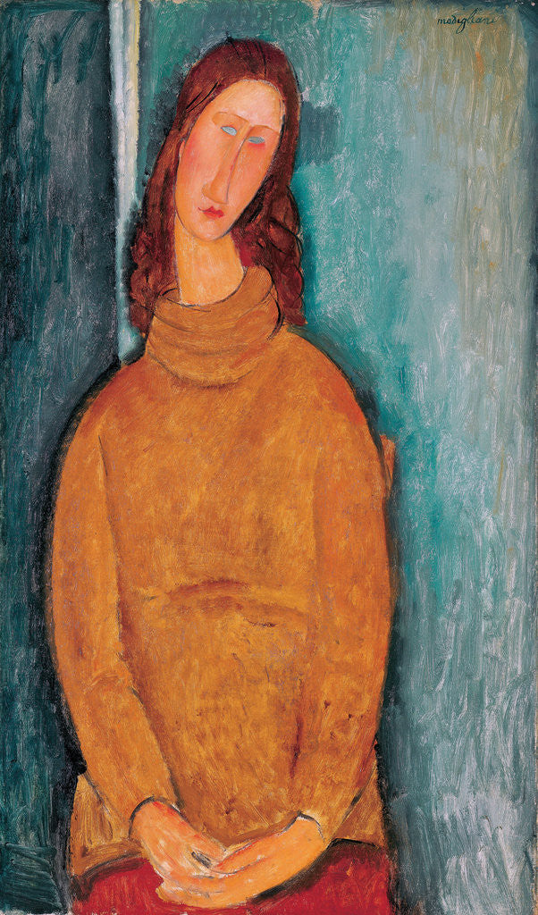 Detail of Portrait of Jeanne HÃ©buterne by Amedeo Modigliani