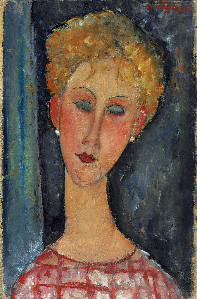 Detail of La blonde aux boucles d'oreille by Amedeo Modigliani