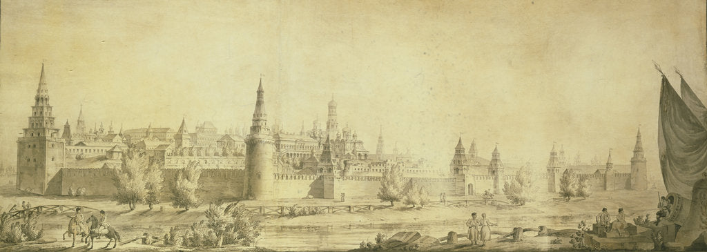 Detail of Panoramic view of Moscow Kremlin by the End of the 18th century, End 1790s by Giacomo Antonio Domenico Quarenghi