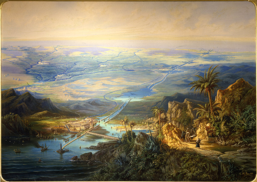 Detail of The Suez Canal, 1864 by Alberto Rieger